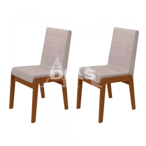 CJ 02 CADEIRAS LOPAS ATLA TEC/ LINHO RINZAI BEGE AMENDOA CLEAN