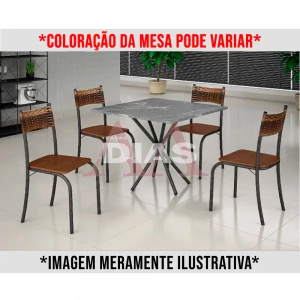 CJ MESA 4C MOVEIS TEIXEIRA ATLANTA QUADRADA 70X70 MARROM C/ RATAN CARV