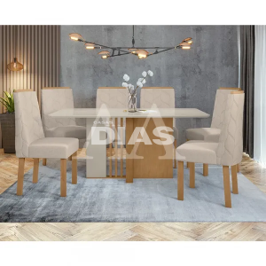 CJ MESA 6C LOPAS ASTRID CANT.COPO CAD ASTRID 170X90 LINHO RINZAI BEGE