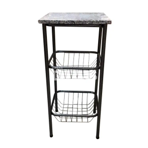 FRUTEIRA SERRA TUBOS 90CM C/GRANITO 2 CESTAS PRETO MARTELADO