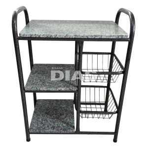 FRUTEIRA SERRA TUBOS P/ MICRO 90CM C/GRANITO 2 CESTAS PRETO MARTELADO