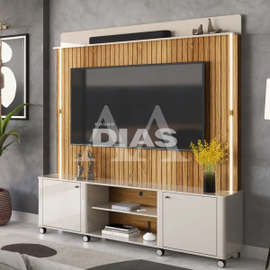 HOME LUKALIAM FLORENCA RIPADO 3D OFF WHITE PEROLIZADO/FREIJO