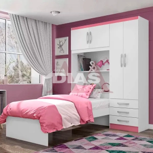 ROUPEIRO 4P. ABRIR 3G C/ CAMA MX LISBOA BRANCO / PINK