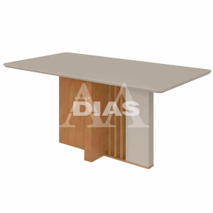 MESA LOPAS ASTRID 160X80 CANT.COPO C/VIDRO AMENDOA CLEAN/OFF WHITE