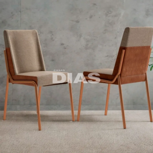 CJ 02 CADEIRAS CARRARO HUG 1749 COURINO CARAMELO/AREIA C/ TUBO ROSE