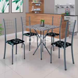 CJ MESA SOMA 4C DANY 70X70 QUADRADA FLORAL PRATA MARTELADO OCRE