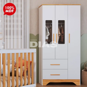 ROUPEIRO 3P. ABRIR 2G PEROBA POPY RETRO BRANCO BRILHO/AMENDOA