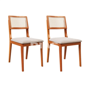 CJ 02 CADEIRAS AGN LETICIA TELA MADEIRA/LINHO