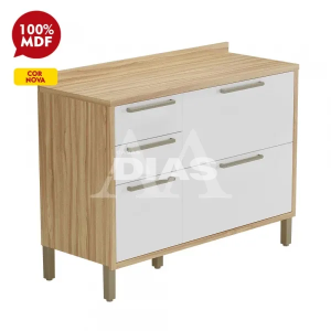 BALCAO RONIPA 2P 3G SYRAH 120CM AMENDOA/BRANCO