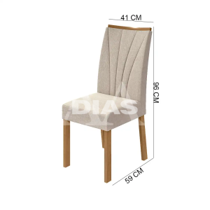 CJ 04 CADEIRAS LOPAS APOGEU TEC/ VELUDO NATURALLE CREME AMENDOA CLEAN