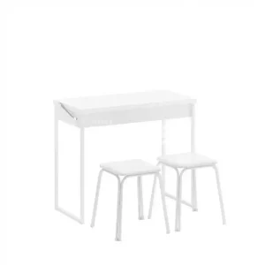 MESA CARRARO DOBRAVEL 1590 C/2 BANQUETAS BRANCO C/TUBO BRANCO