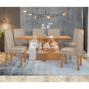 CJ MESA 6C LOPAS ASTRID CANT.COPO CAD ASTRID 160X80 LINHO RINZAI BEGE