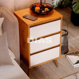 MESA DE CABECEIRA 3G EJ RETRO WOOD FREIJO / OFF WHITE