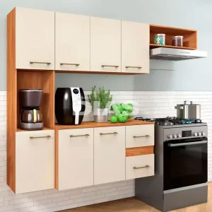 COZINHA FELLICCI COMPACTA MILA C/ BALCAO CINAMOMO/OFF WHITE